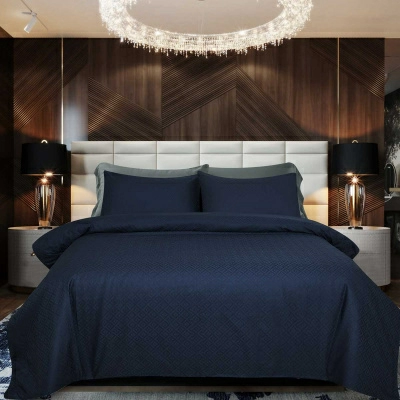 Комплект постельного белья семейный Pappel Jacquard Blue rhombus