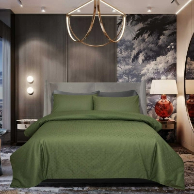 Комплект постельного белья семейный Pappel Herringbone green