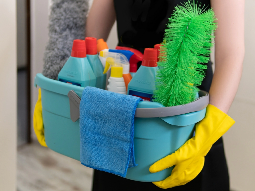 Использование ведра и швабры в ванной комнате