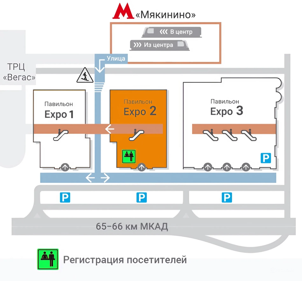 Схема прохода от метро Мякинино