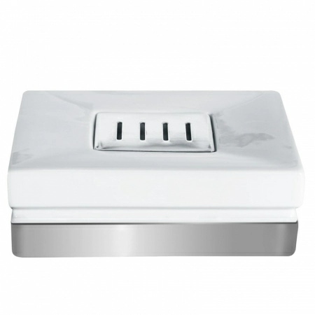 Мыльница Spirella Roma, цвет белый с серебряным фото 1