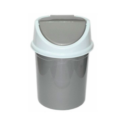 Ведро для мусора Виолет с подвижной крышкой 14л, серо-белый