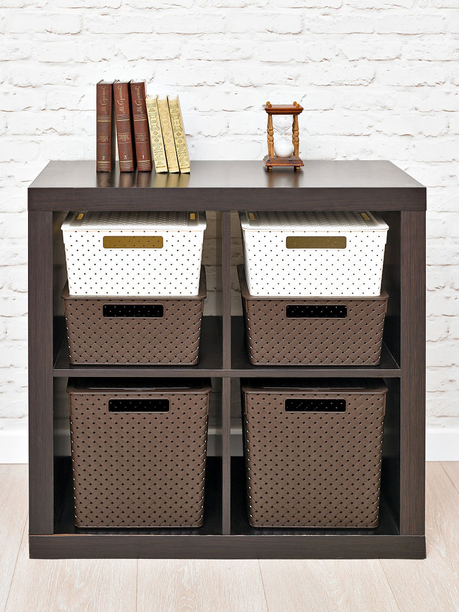 Коробка для хранения квадратная Виолет Береста с крышкой 11л 294x294x151, венге фото 2