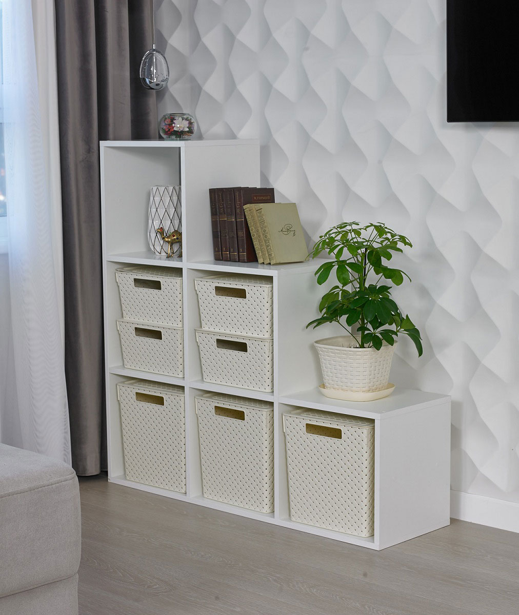 Коробка для хранения квадратная Виолет Береста с крышкой 11л 294x294x151, слоновая кость фото 3