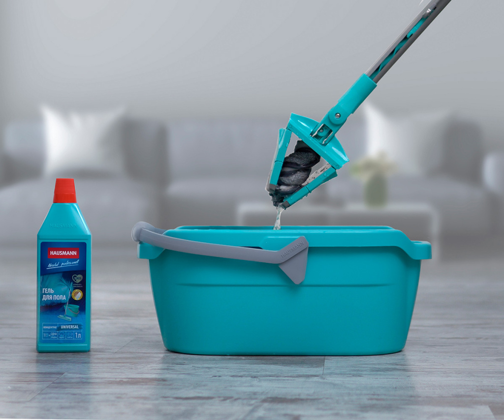 Швабра для беременных Hausmann Care Clean version 2.0 HM-67, ведро Hausmann 12 л. и гель для мытья пола Hausmann.