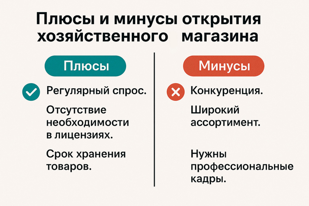 Плюсы и минусы при торговле хозяйственными товарами в магазине