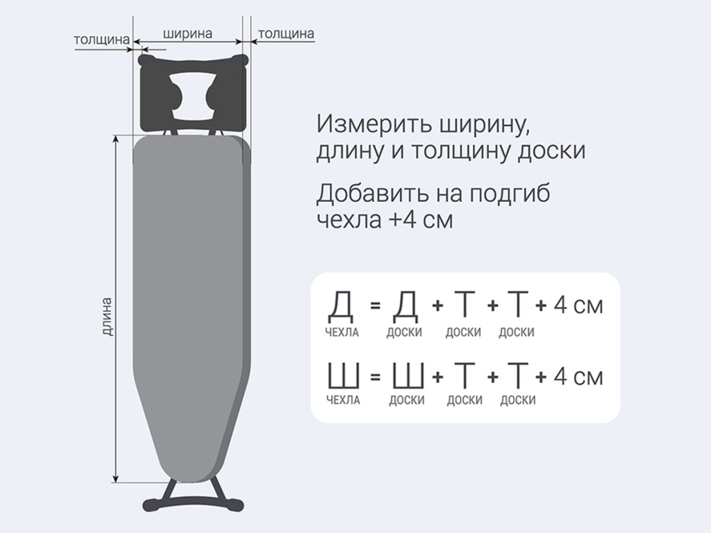 Как выбрать размер чехла для гладильной доски