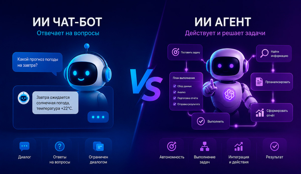 Чем отличается чат бот от ии агента