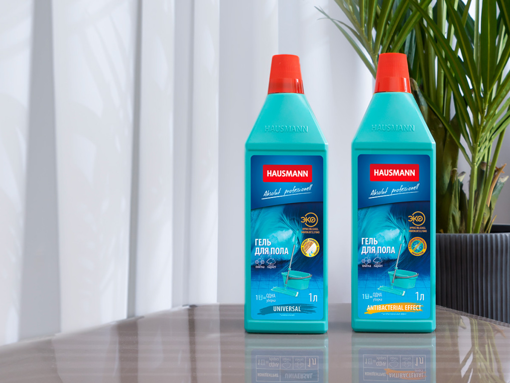 Гель для пола Hausmann подойдет для приготовления моющего раствора для окон.