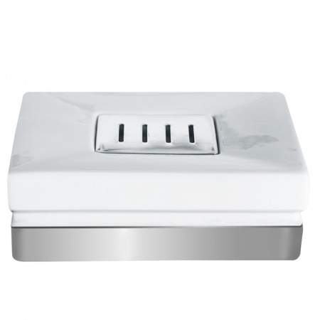 Мыльница Spirella Roma, цвет белый с серебряным фото 1