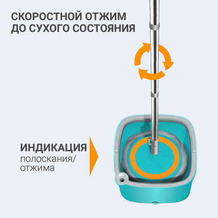 Комплект для уборки пола Hausmann Cosmic Niagara: швабра и ведро с системой отжима фото 6