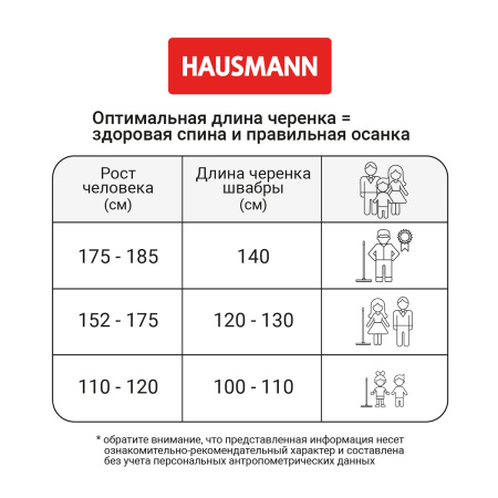 Швабра Hausmann Professional для влажной уборки пола с телескопической ручкой фото 22